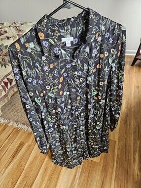 J Jill Floral Collared Button Down Dress